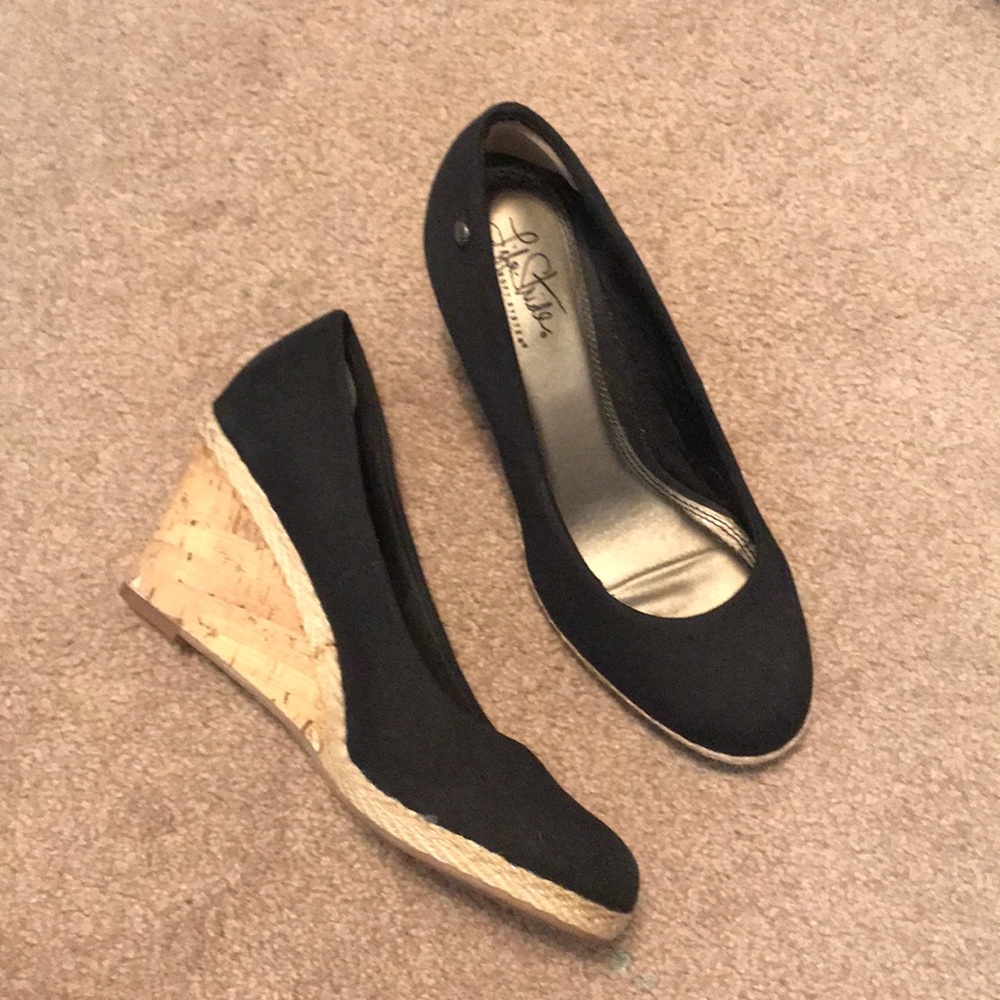 Life Stride black wedges, size 8.